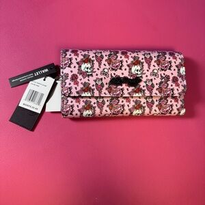 Ed Hardy Skull Pink n Rose Tattoo Wallet NWT Vegan Leather Y2K Multi-Compartment